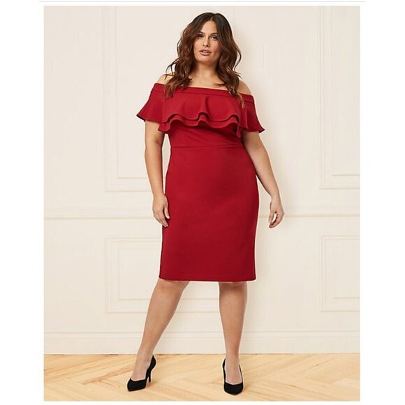 le chateau Dresses & Skirts - Women Le Chateau Knit Crêpe Off-the-Shoulder Dress Size 2X Red